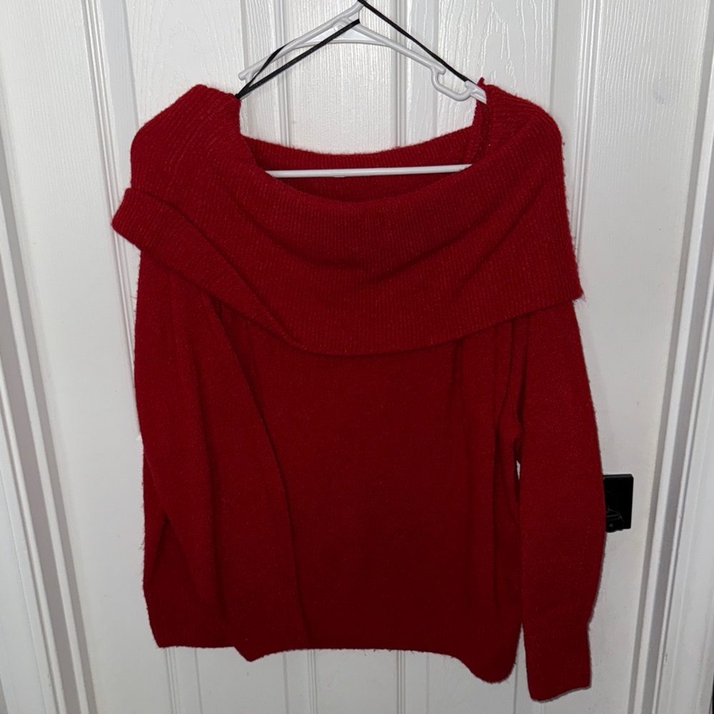 H&M Bold Red Off-Shoulder Sweater